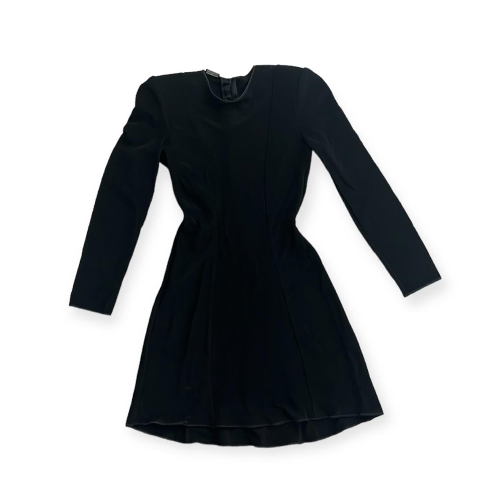 Giorgio Armani Fit & Flare Long Sleeve Ribbed Black Dress, Size 2, EXCELLENT!