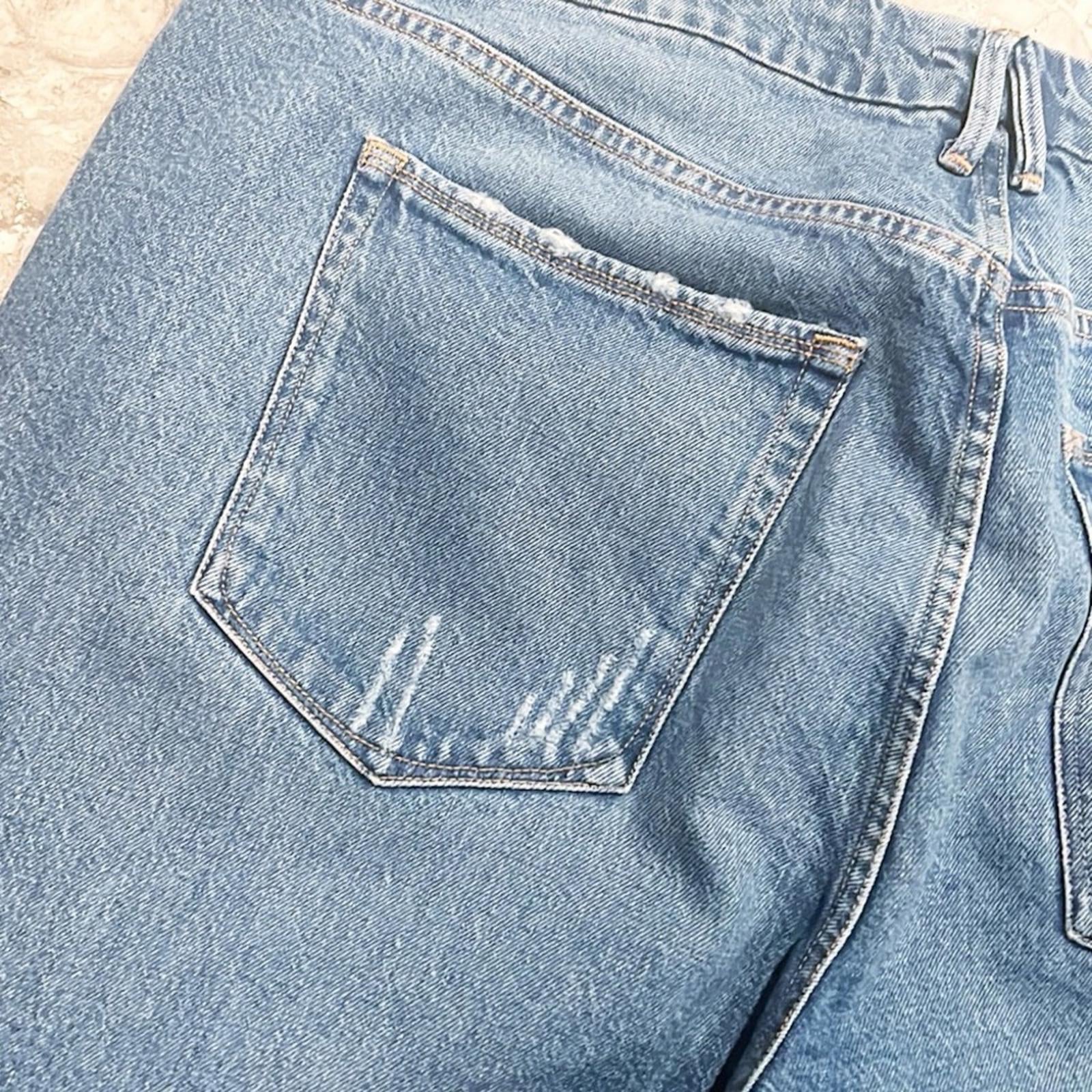 Good American Straight Leg Raw Hem Jeans, Blue Size 16 New w/Tag