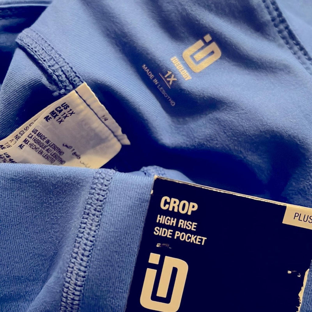 ID Ideology Crop High-Rise Side Pocket Leggings, Blue Illusion Size 1X New w/Tag