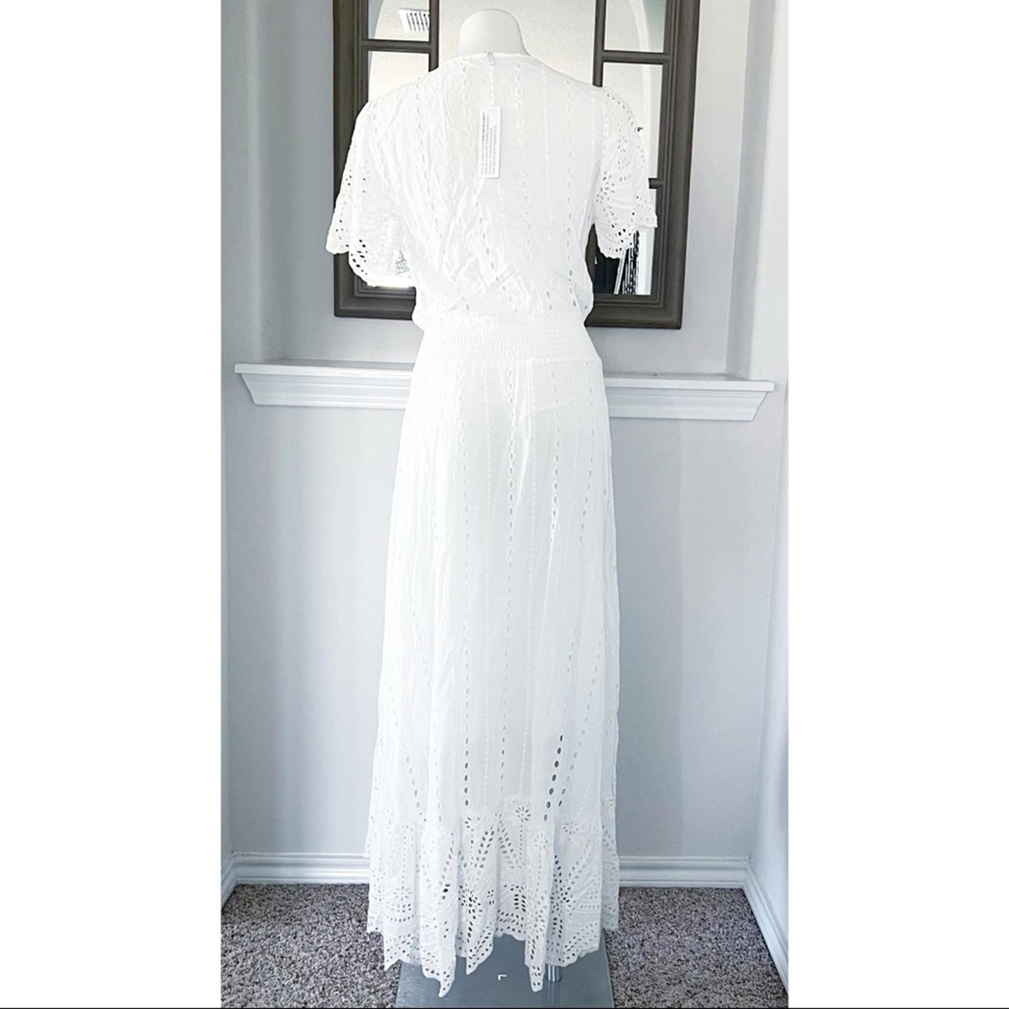 YFB “The Everything” Maxi Dress in White Hi-Low Hem Size L New w/Tag Retail $242