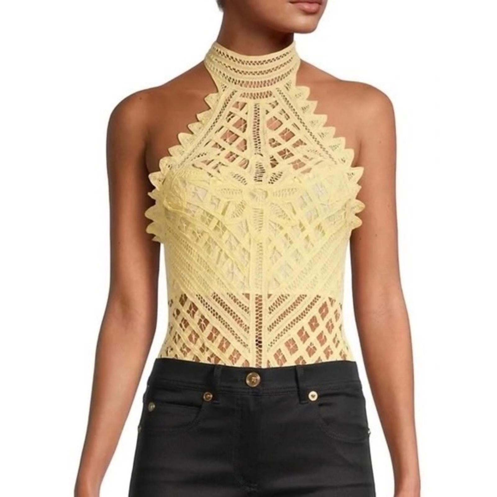 Intimately Free People Vintage Yellow Lace Bodysuit, NWT Size M