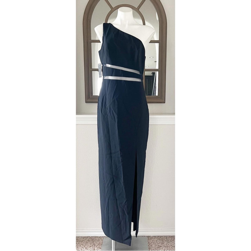 Liv Foster One Shoulder Cutout Gown, Twilight/Navy Maxi Size 12 New w/Tag $350