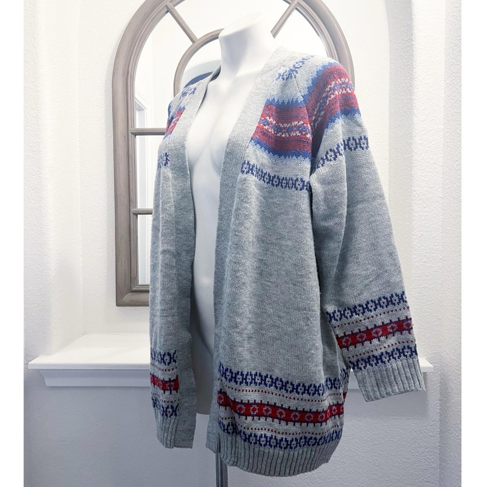 Lane Bryant Open Front Fair Isle Cardigan in Grey, Plus Size 14/16 EXCELLENT!