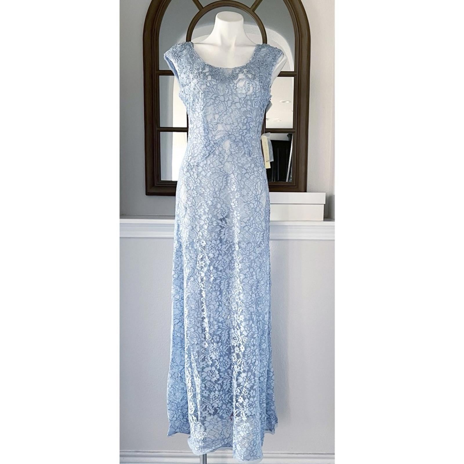 Mikael Aghal Sheer Lace Maxi Dress, Size 8 New w/Tag Retail ~ $495