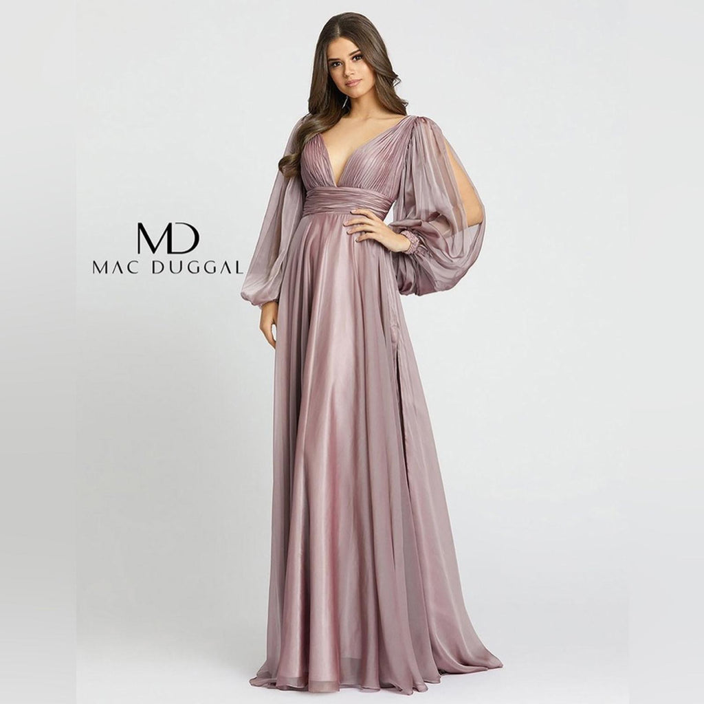 Mac Duggal Split Sleeve Gown in Mocha (Style #67414),  Size 6 New w/Tag