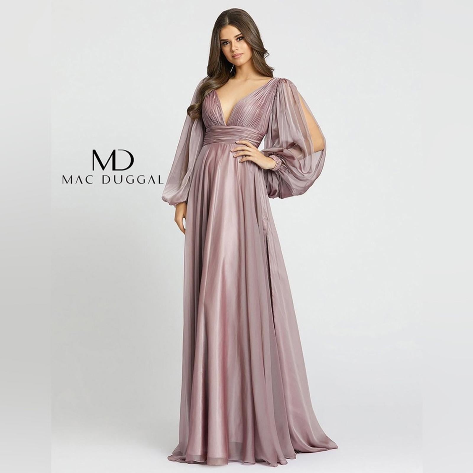 Mac Duggal Split Sleeve Gown in Mocha (Style #67414),  Size 6 New w/Tag