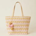 BTB Los Angeles Bria Straw Tote in Natural Rose, NWT, One Size