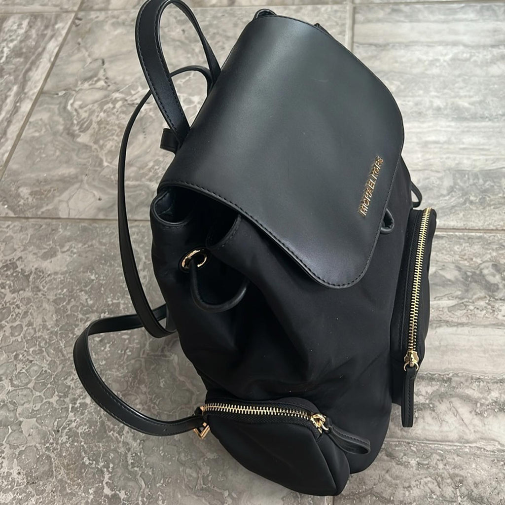 Michael Kors Abbey Large Nylon Backpack, Black New w/Tag Retail $398