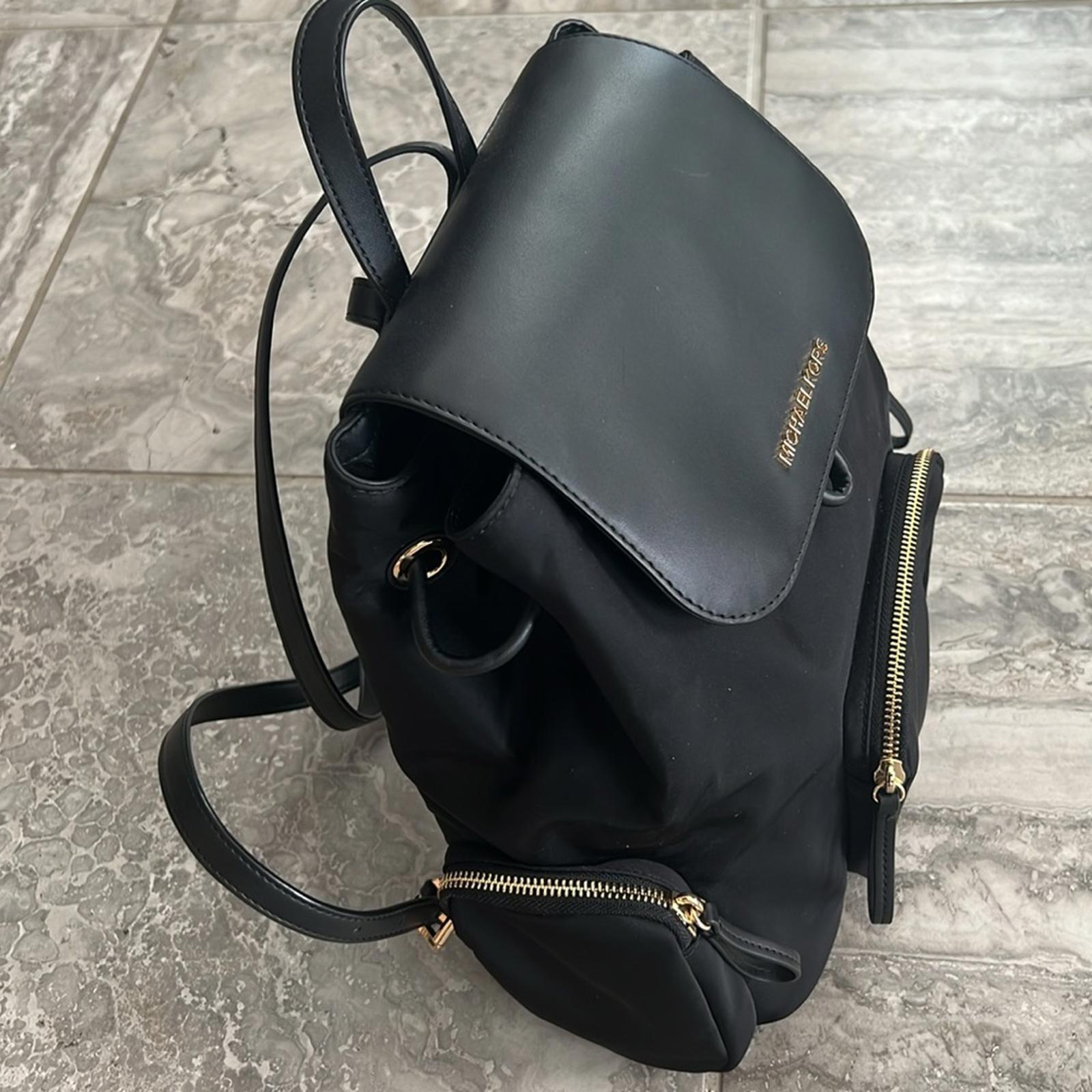 Michael Kors Abbey Large Nylon Backpack, Black New w/Tag Retail $398