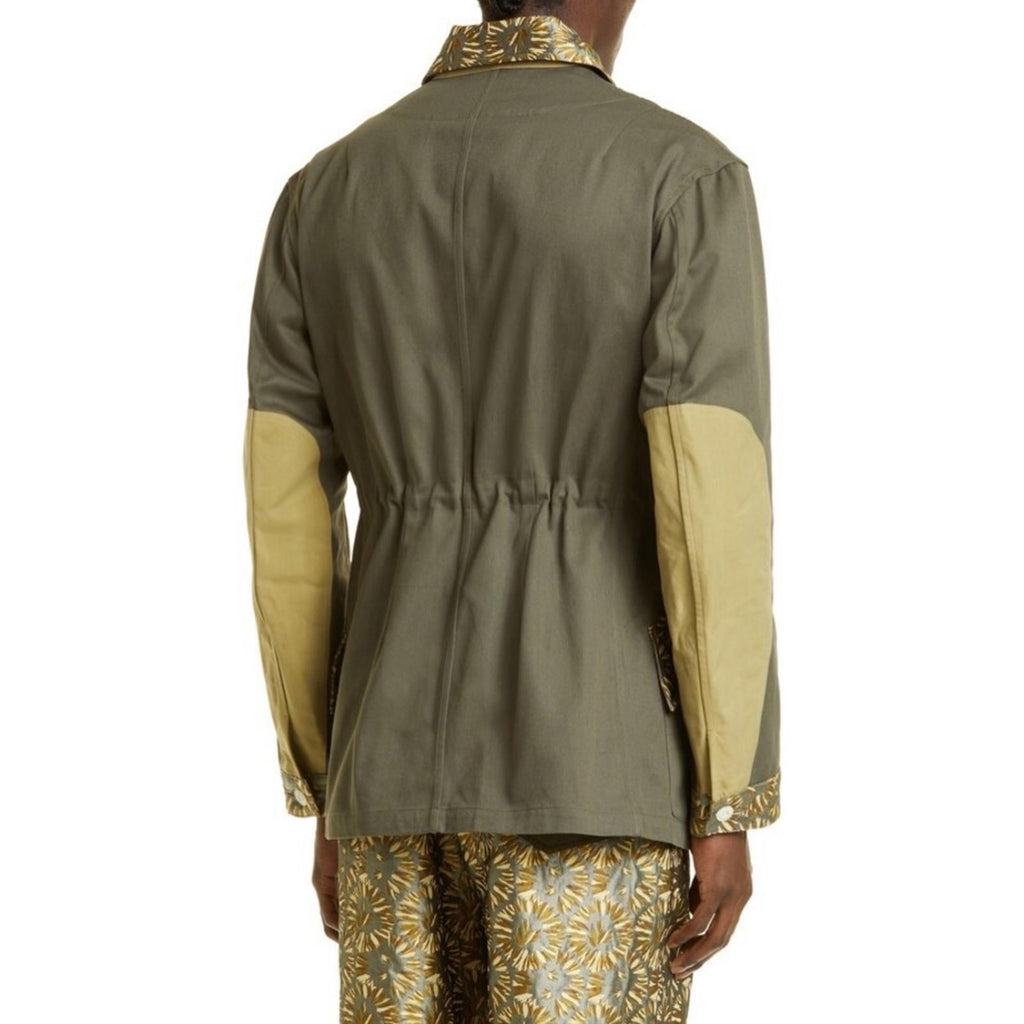 Nicholas Daley Field Jacket Khaki Mix Button Front Point Collar Size S NWT $765