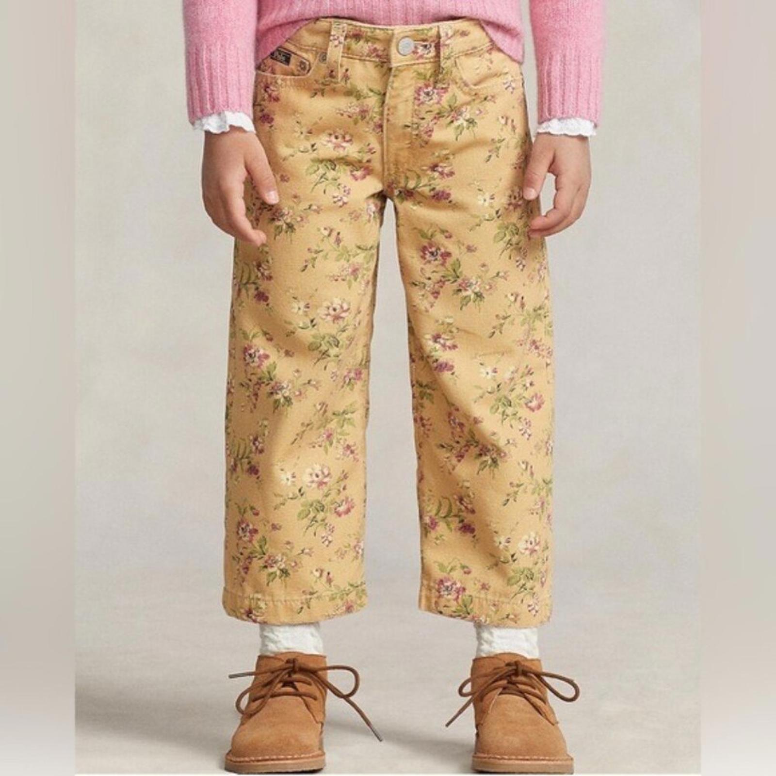Ralph Lauren Floral Canvas Cropped Wide Leg Pants, Alvarado Wash, Size 6X NWT