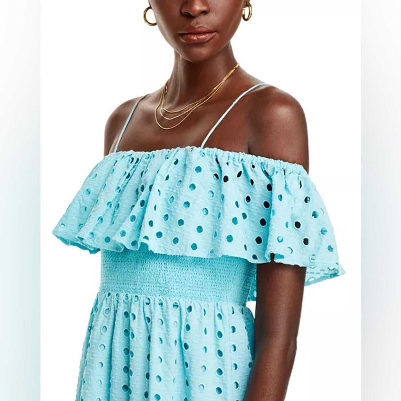 T-Tahari Eyelet Maxi Dress in Blue Haze, Size XS, NEW