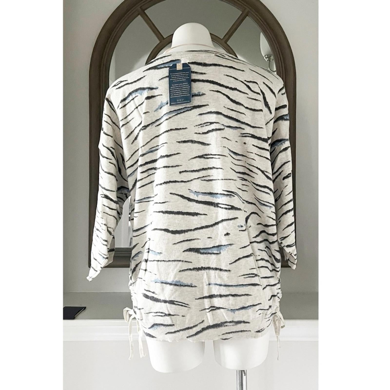 NEW Democracy Zebra Print Sweater w/Pockets, Plus Size 2X New w/Tag in Packaging