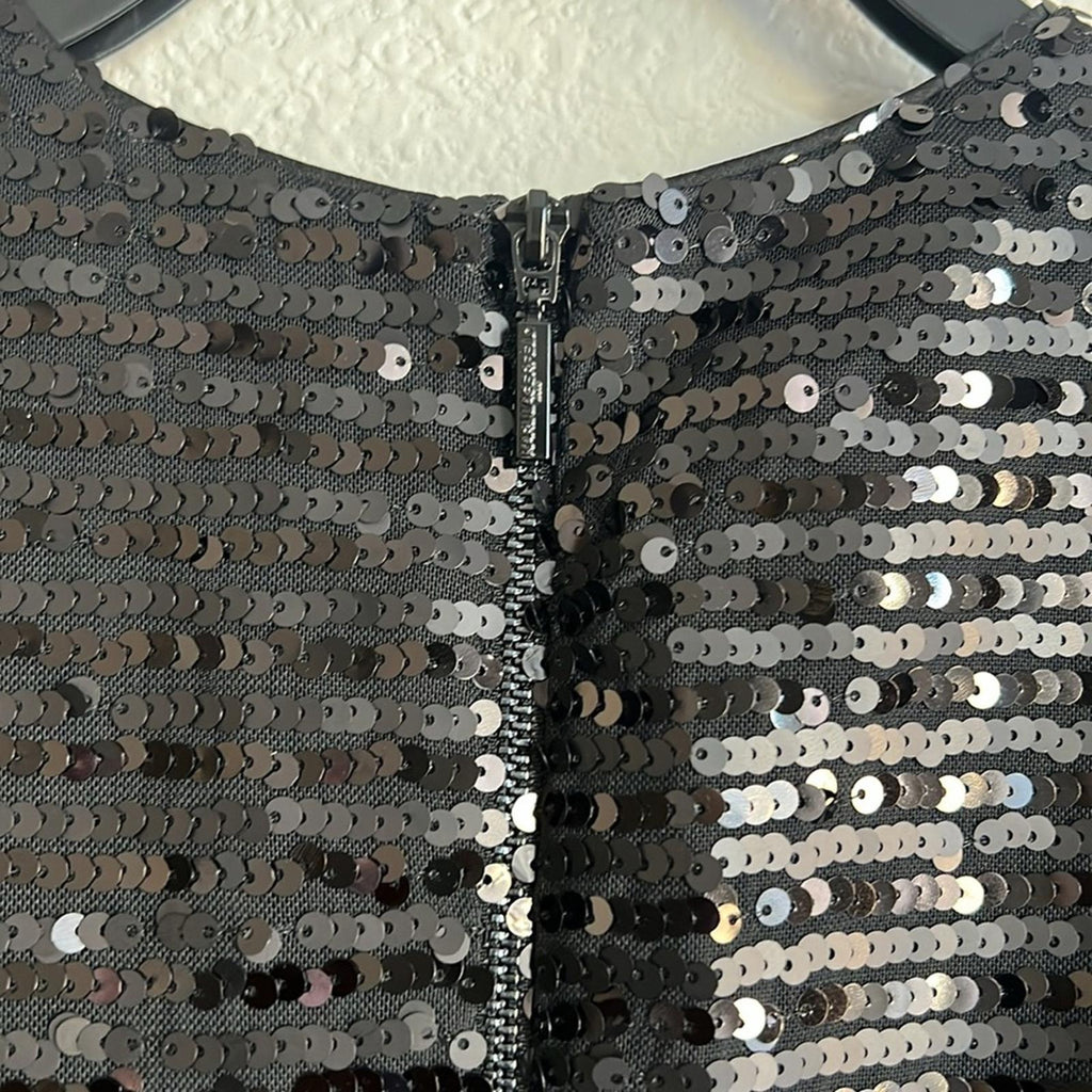 Karl Lagerfeld Sequin Puff Sleeve Shift Dress in Black, Size 0 New w/Tag