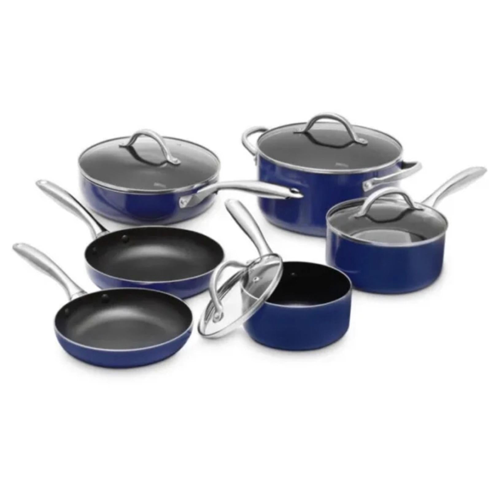NWT Sedona 10-Piece Non-Stick Cookware Set with Tempered Glass Lid, NEW in Box