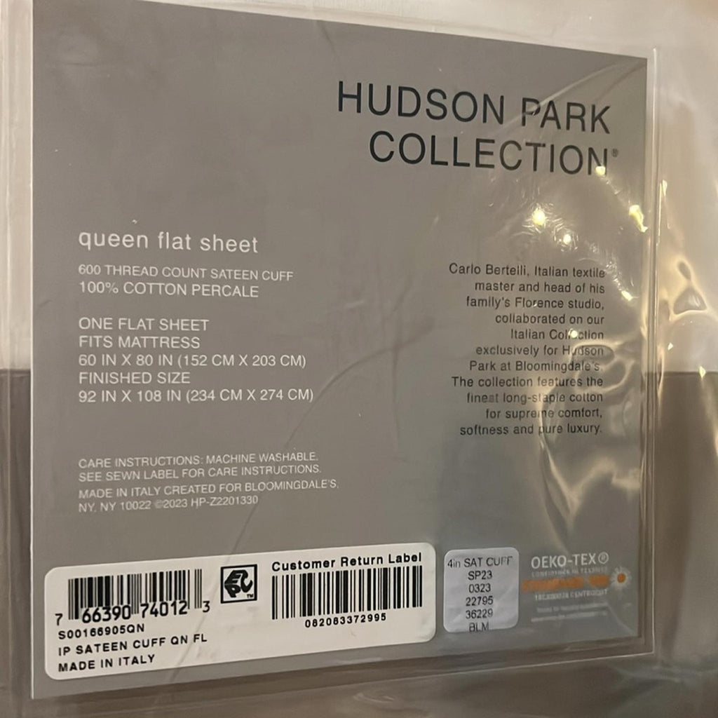 Hudson Park Collection Italian Cuff Flat Sheet, NWT, Queen
