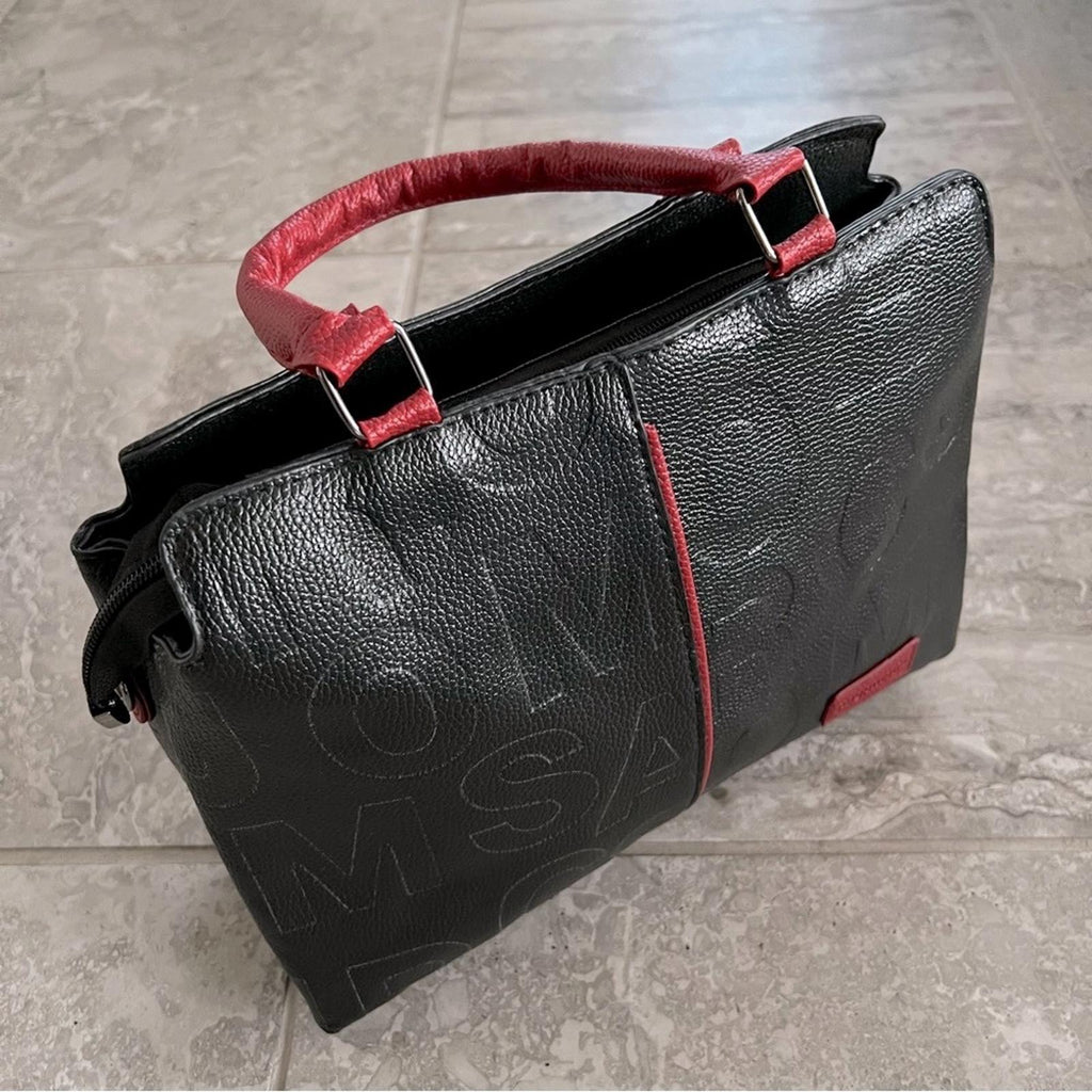 NEW JingPin Piju Faux Leather Bag, Crossbody|Shoulder Bag Black Red New w/o Tag
