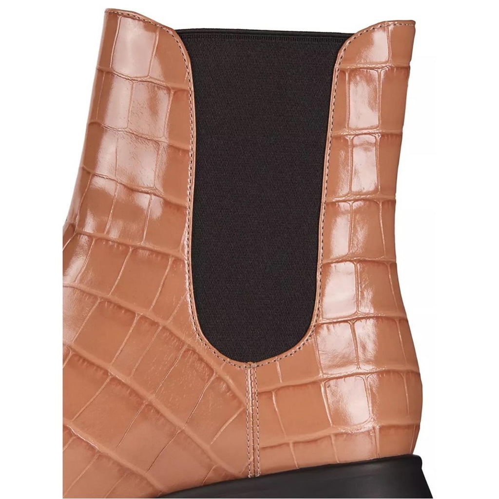 Stuart Weitzman Norah Chelsea Boots Tan Croc Leather Size 11C New +DustBag $595