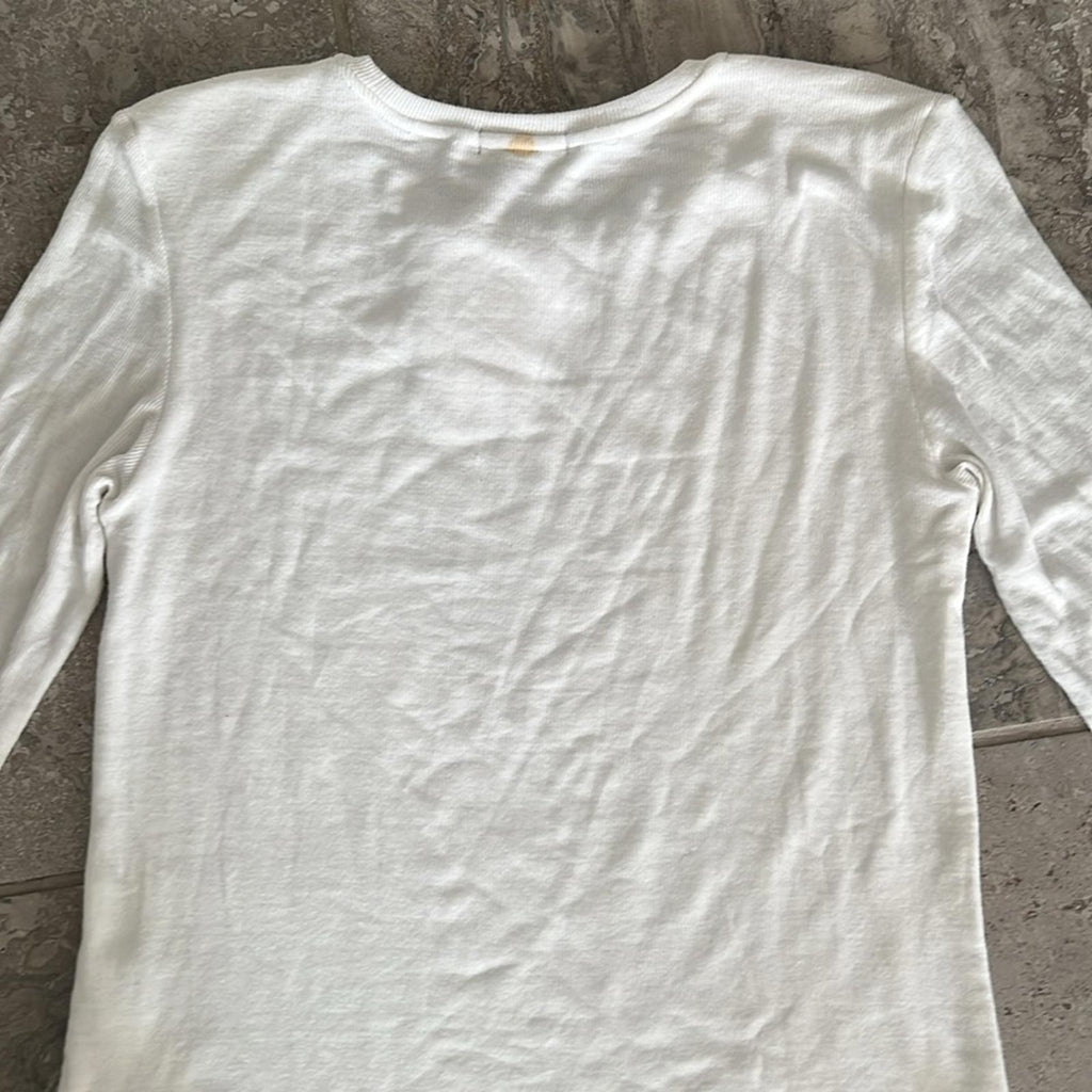 ATM Anthony Thomas Melillo Long-Sleeve Bodysuit in White, Size L New w/Tag $195