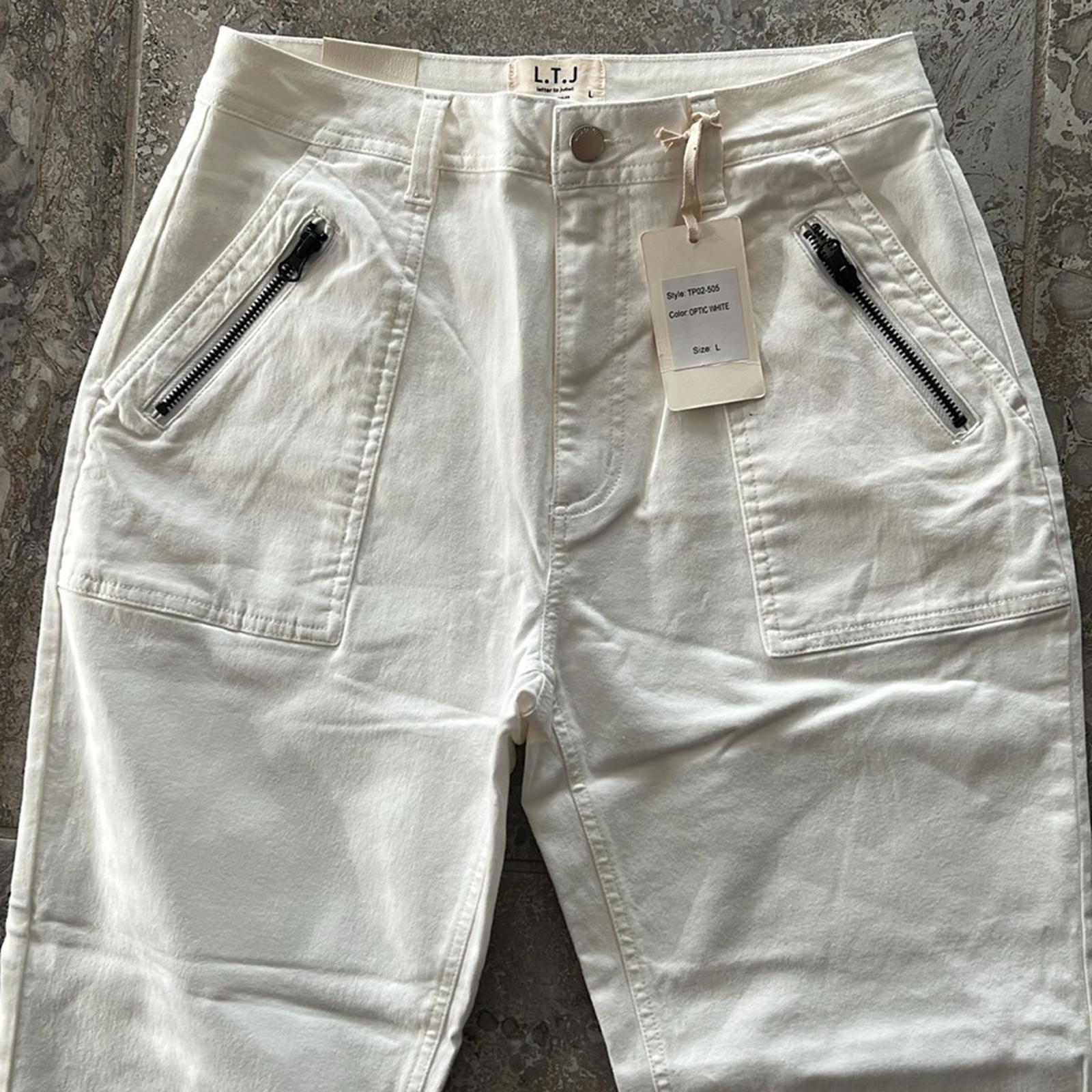 L.T.J Letter to Juliet Zip Pocket Ankle Jeans in Optic White, Size L New w/Tag