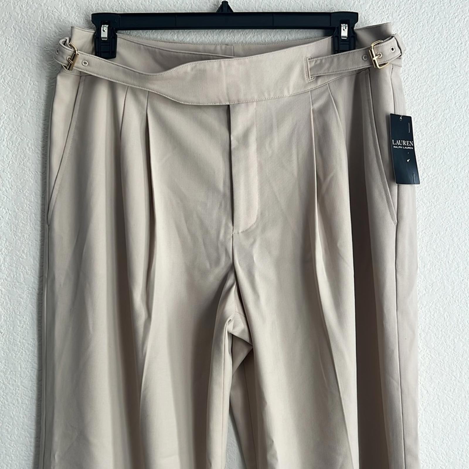 Lauren Ralph Lauren Pleated Wool-Blend Twill Straight Pants, NWT, Size 14