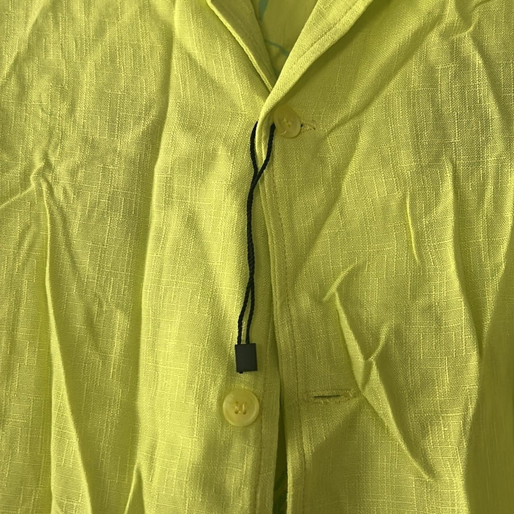Zara Casual Button Front Shirt Painting From Within in Lemon Green, NEW, Size L