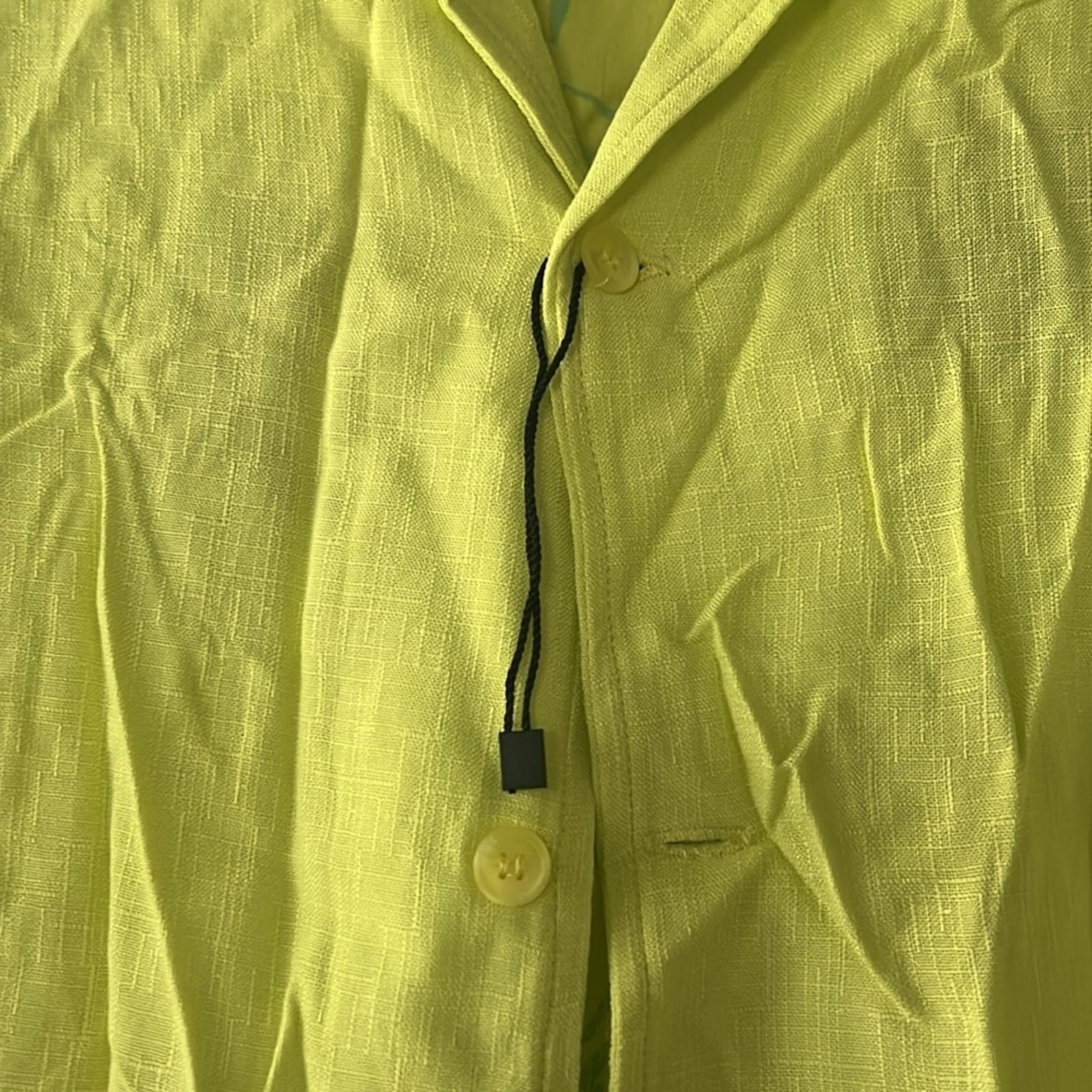 Zara Casual Button Front Shirt Painting From Within in Lemon Green, NEW, Size L