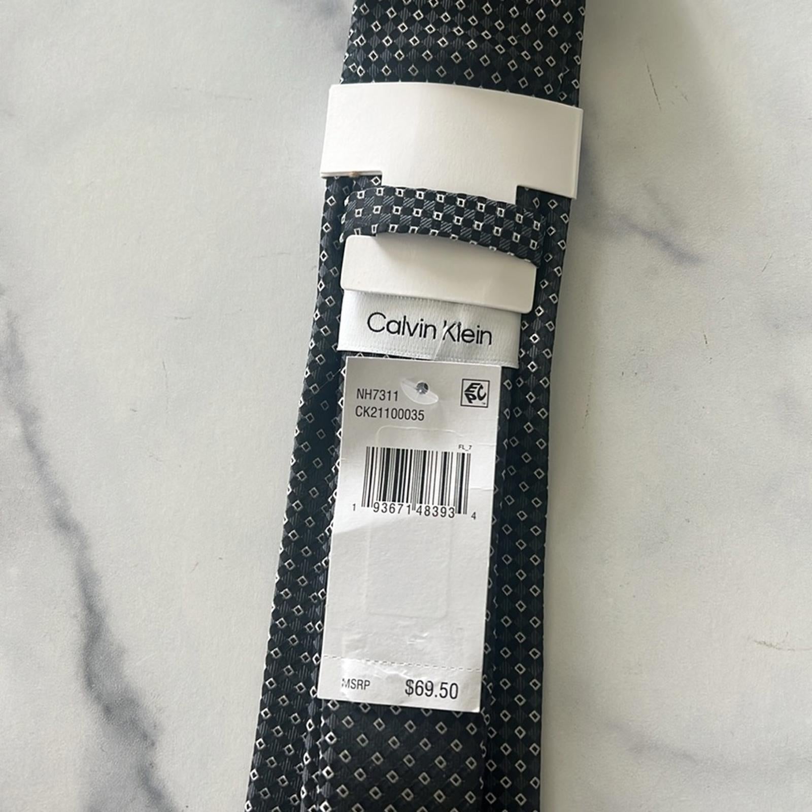 Calvin Klein Men's Square Medallion Tie in Black, One Size, NWT