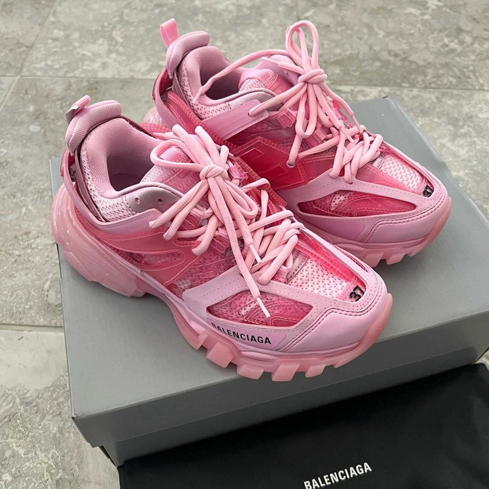 Balenciaga Track Clearsole Logo-Detailed Sneakers in Pink, Size 37 New +Dust Bag