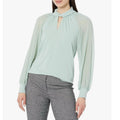 Calvin Klein Twist Neck Chiffon Sleeve Blouse in Mint Green, NWT, Size XL