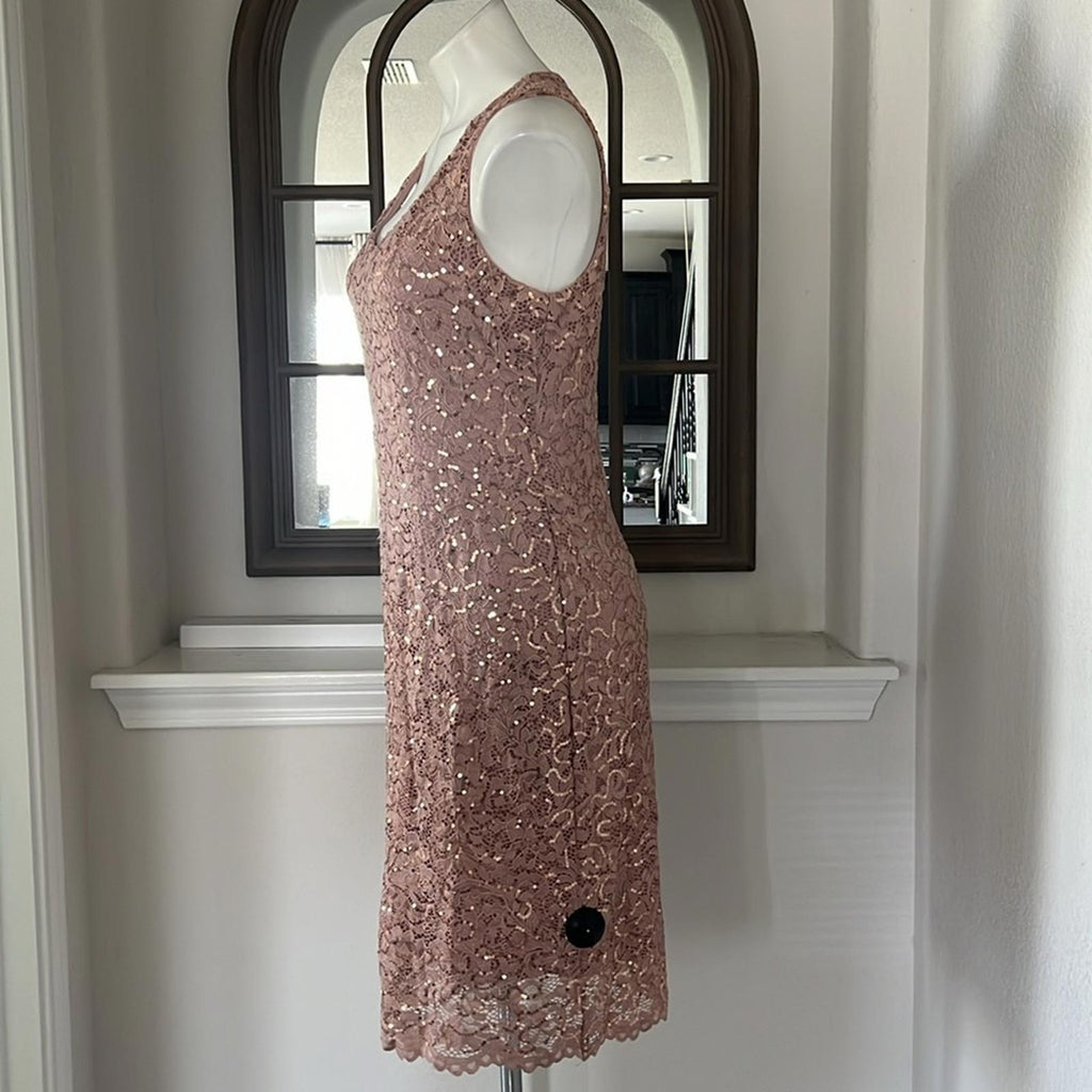 Marina Lace & Sequined Cocktail Dress in Blush Pink, Size 8 New w/Tag $189