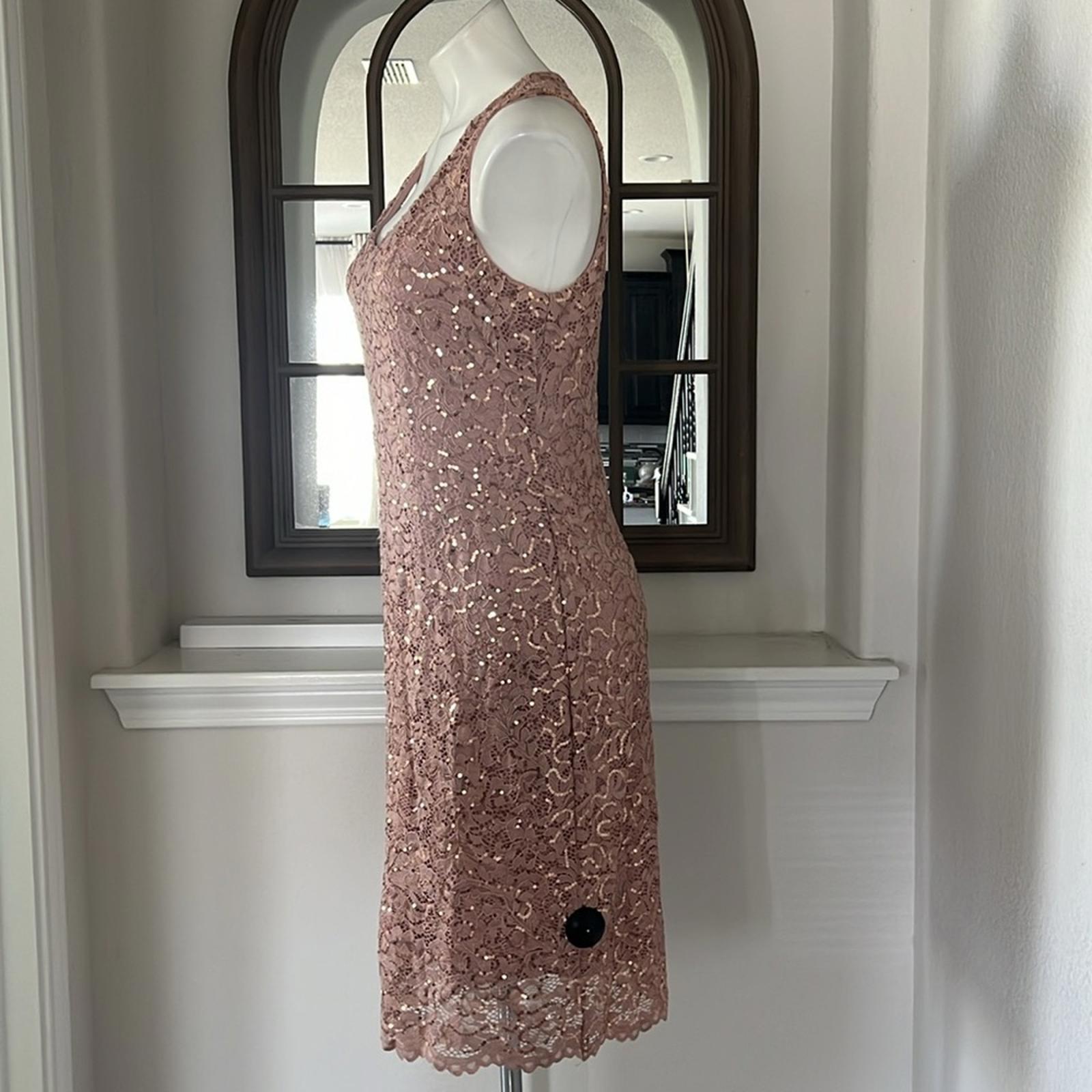 Marina Lace & Sequined Cocktail Dress in Blush Pink, Size 8 New w/Tag $189