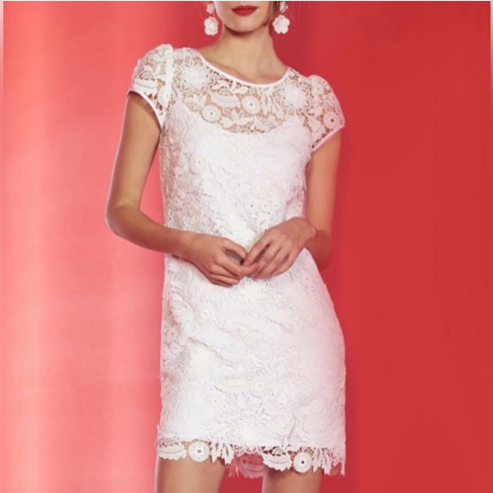 Milly Chloe 3-D Lace Dress in White, Size 2 New w/Tag Retail $395