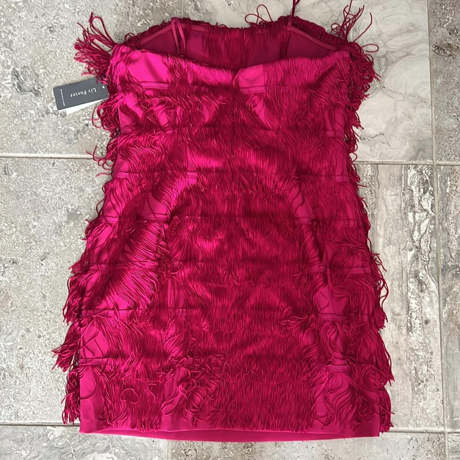 Liv Foster Fringe Cocktail Dress in Rich Magneta Size 12 New w/Tag $395
