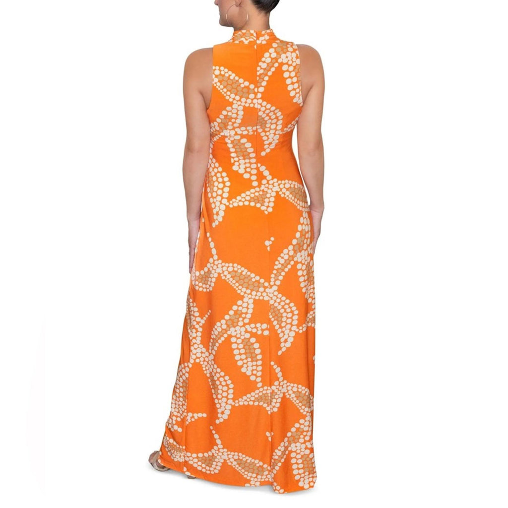 Rachel Roy Bird of Paradise Halter Maxi Dress in Orange Multi, Size S NEW $129