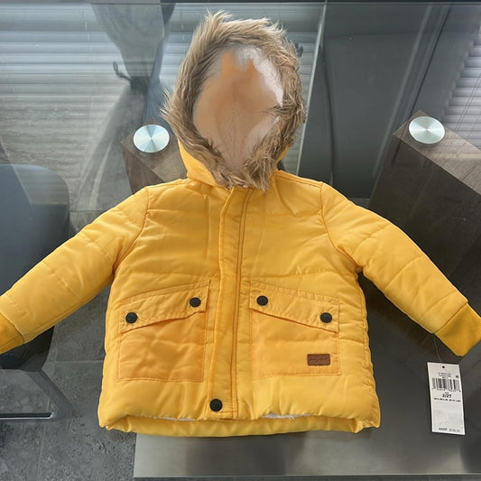 7 For All Mankind Kids Puffer Jacket in Yellow, Size 2T New w/Tag Retail $195