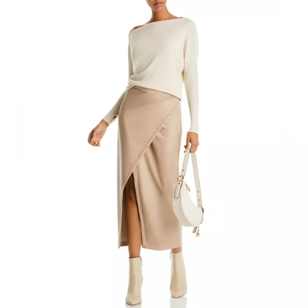 Enza Costa Faux Leather Faux Wrap Midi Skirt, NWT, Size 0 $295