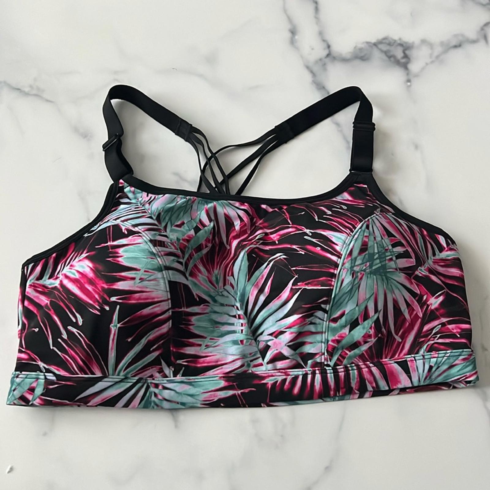 NEW Livi Active Palm Print Underwire Cross-Back Sports Bra, Size 18