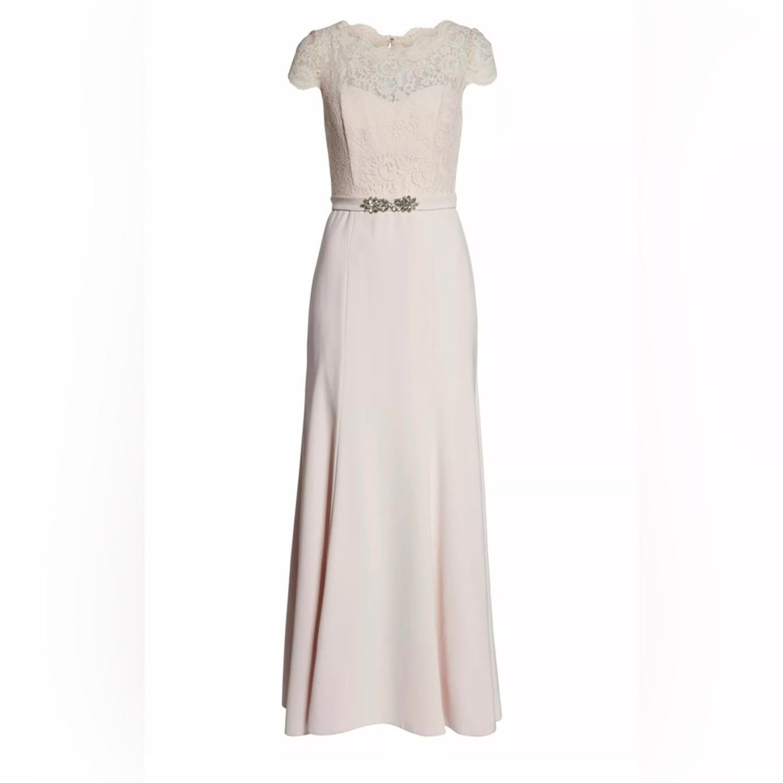 Jenny Packham Lace & Crepe Column Gown in Blush Pink, Size 4, New w/Tag $290