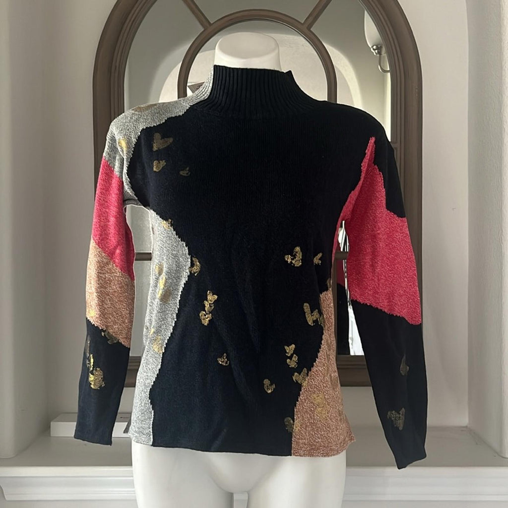 NIC+ZOE Petite Glowing Embers Sweater, Indigo Multi Size PP/PXS New w/Tag $158