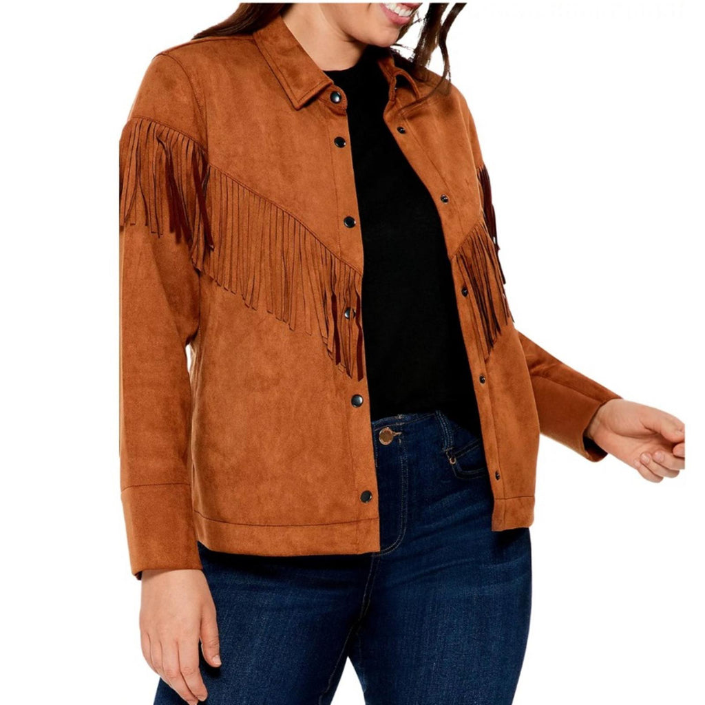 NIC+ZOE Plus Faux Suede Fall Fringe Jacket, Size 2X New w/Tag
