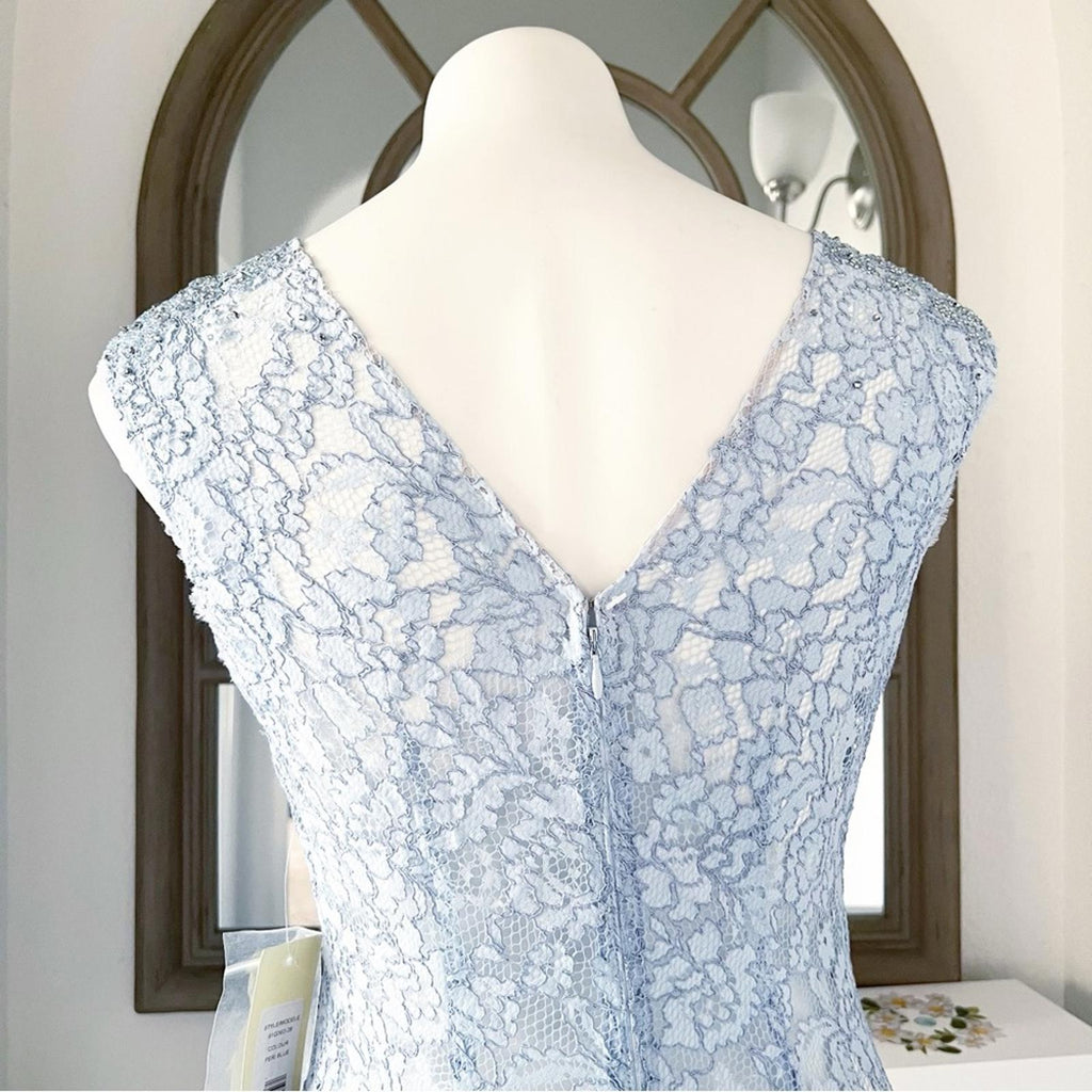Mikael Aghal Sheer Lace Maxi Dress, Size 8 New w/Tag Retail ~ $495