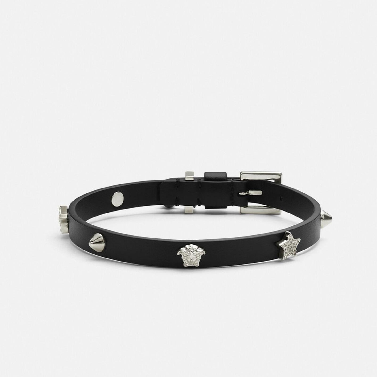 NWT Versace Studded Leather Chocker, Black New in Box