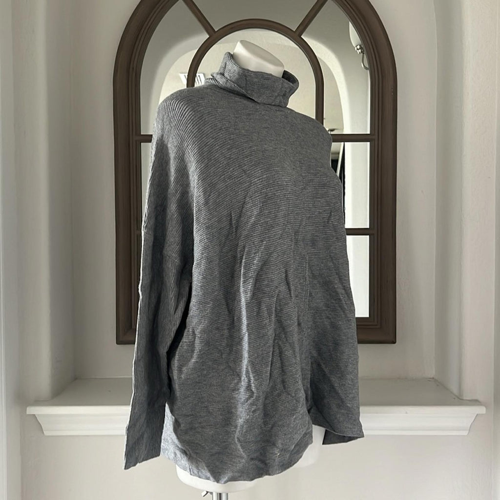 Cupio Mock Neck Knit Pullover Sweater in Heather Grey, Size XL New w/Tag