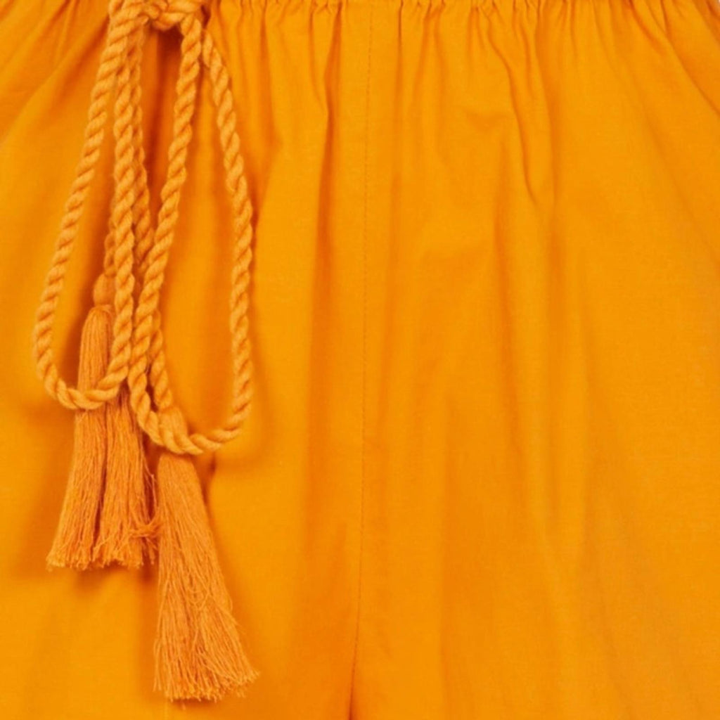 BCBG Maxazria Tassel Tie Romper in Golden Oak, Size XL New w/Tag Retail $238