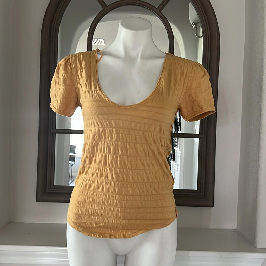 Free People Sugar Cube Smocked Tee, Size S New w/Tag