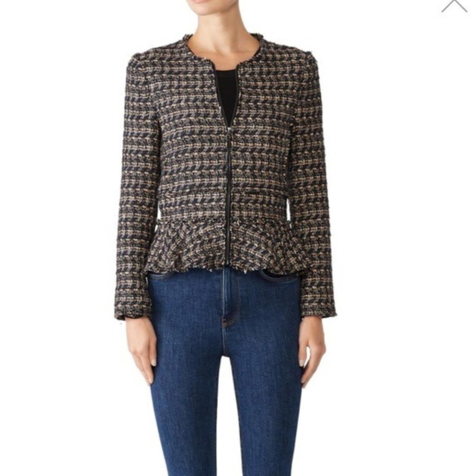 Rebecca Taylor Multi Tweed Ruffle Blazer Jacket, NWT, Size 10