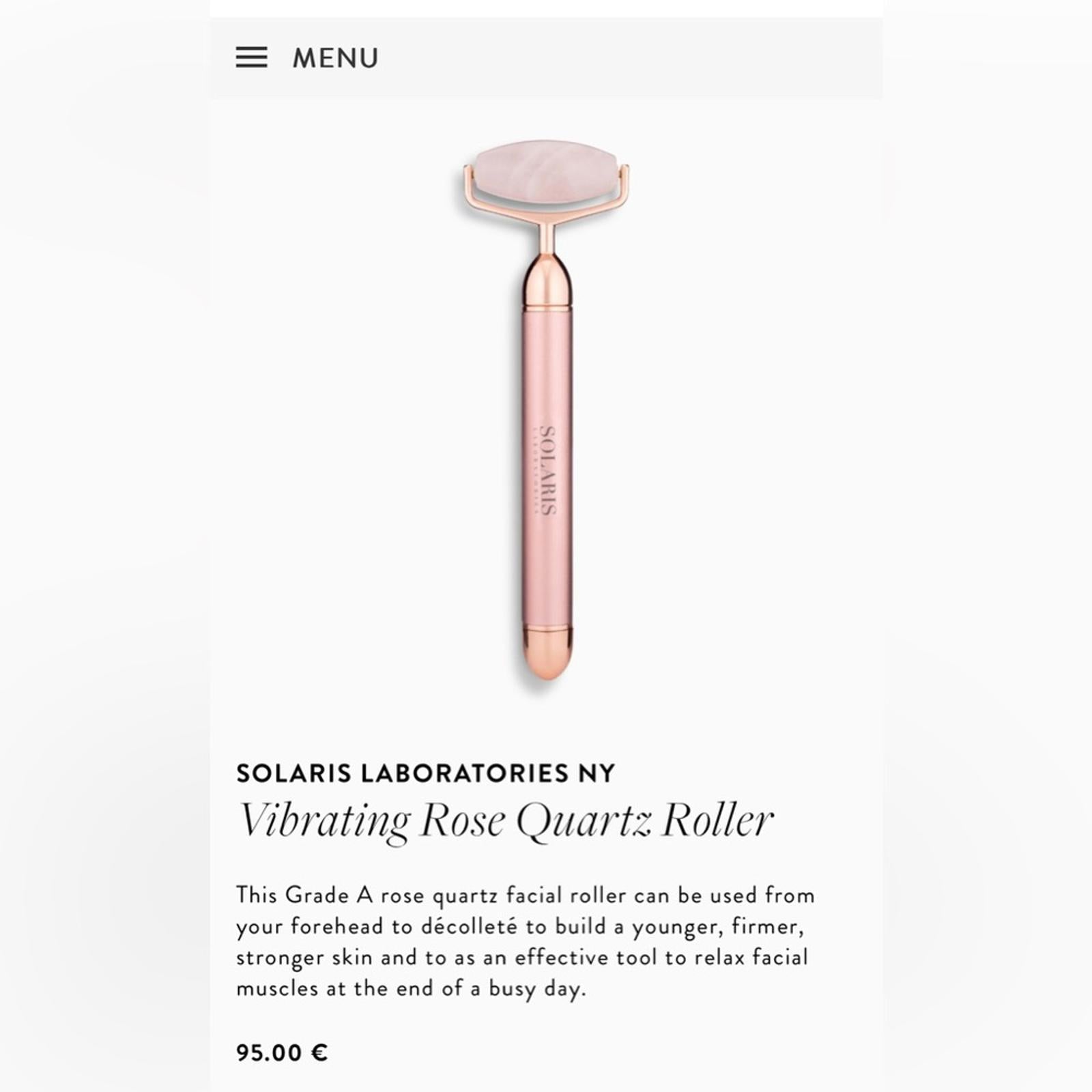 Solaris Laboratories NY Vibrating Rose Quartz Roller, Pink, New in Box
