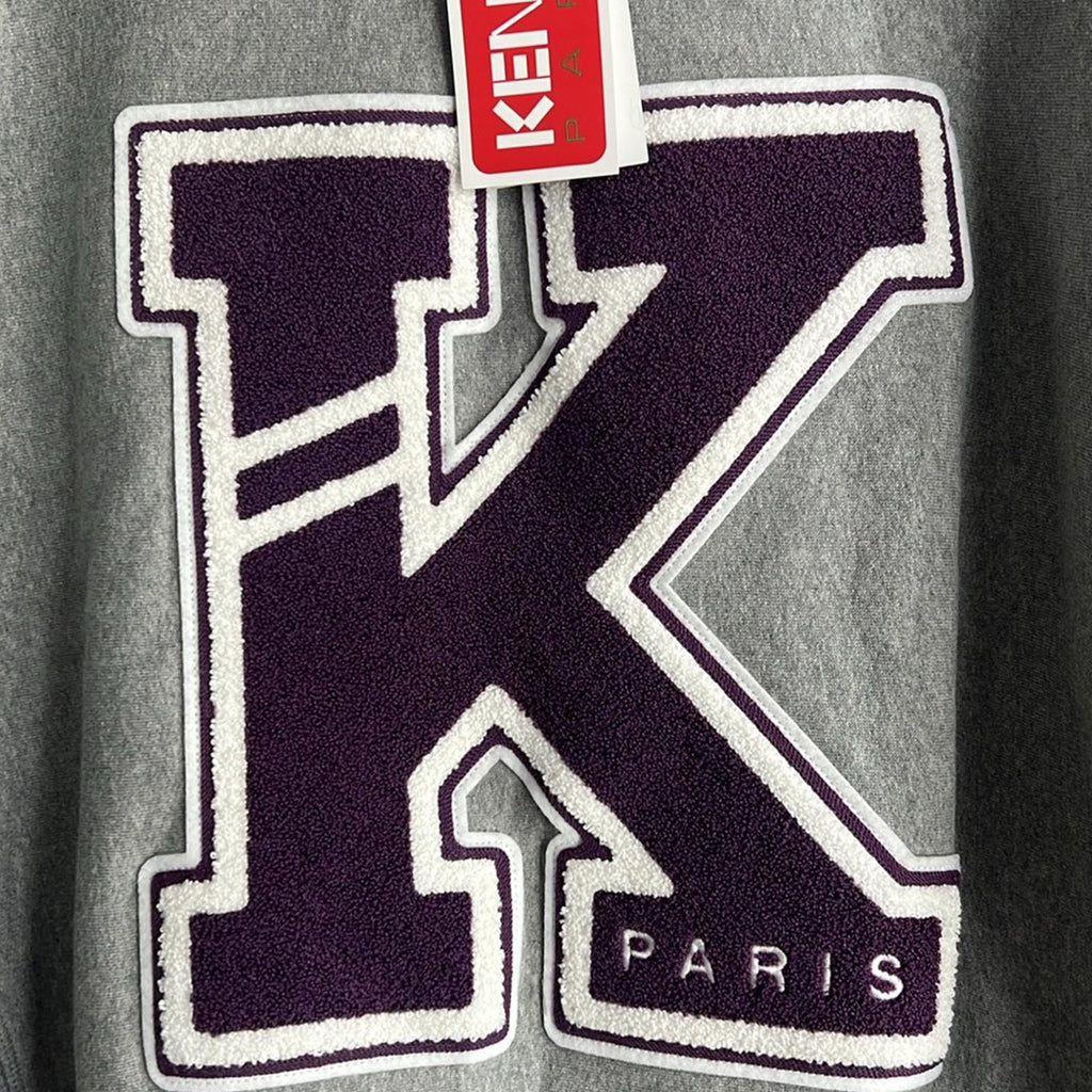 Kenzo Logo-Appliquéd Cotton-Jersey Sweatshirt in Pearl Gray, NWT, Size L