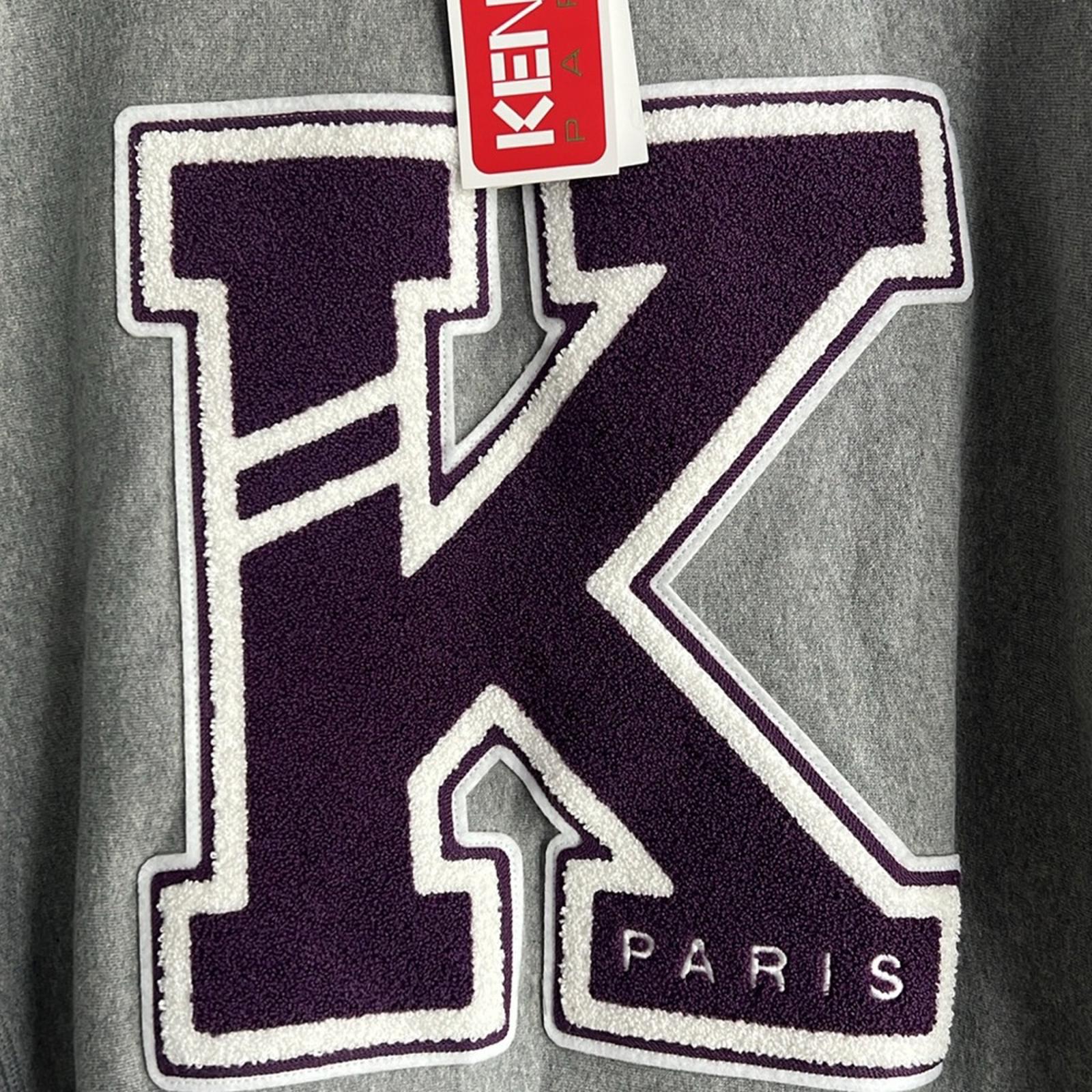 Kenzo Logo-Appliquéd Cotton-Jersey Sweatshirt in Pearl Gray, NWT, Size L
